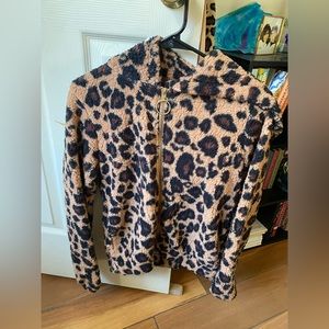 Fashion Nova leopard zip-up hoodie. Size medium